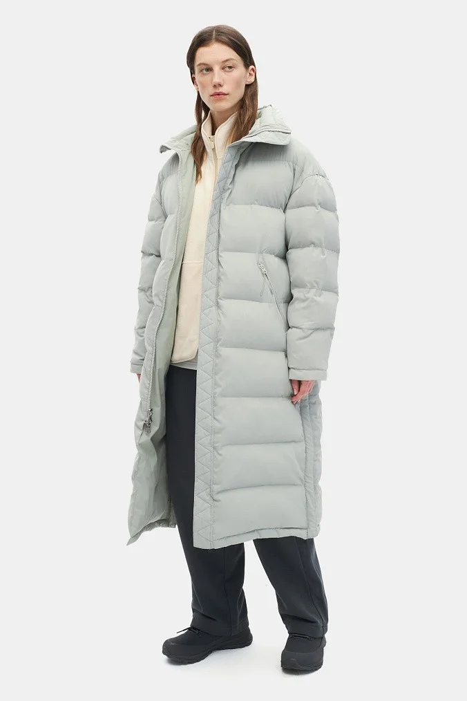 Двусторонний пуховик женский SHU светло-серый